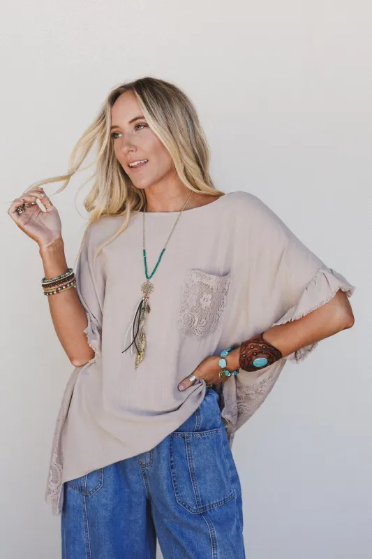 Zhara Lace Back Top - Khaki - Pre Order made by easel