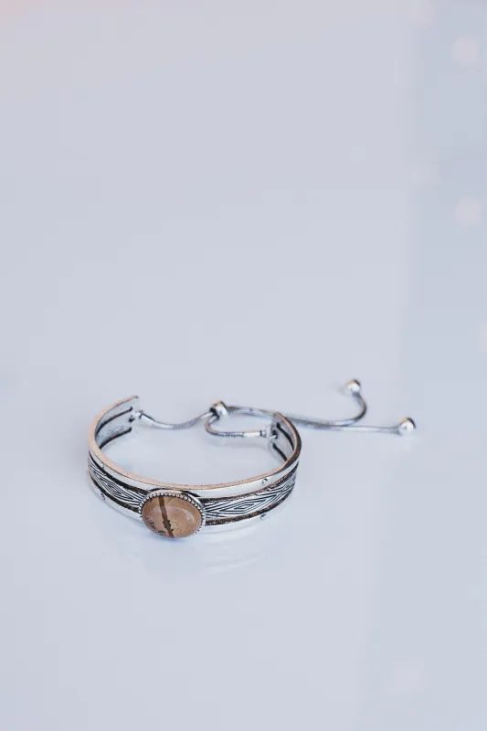 Sundancer Pull Clasp Cuff Bracelet - Jasper Silver - Pre Order made by Three Bird Nest