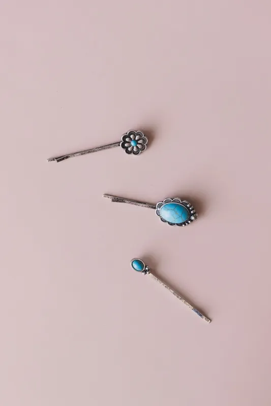 Linger Longer Hair Pin Set - Turquoise - Pre Order made by Three Bird Nest