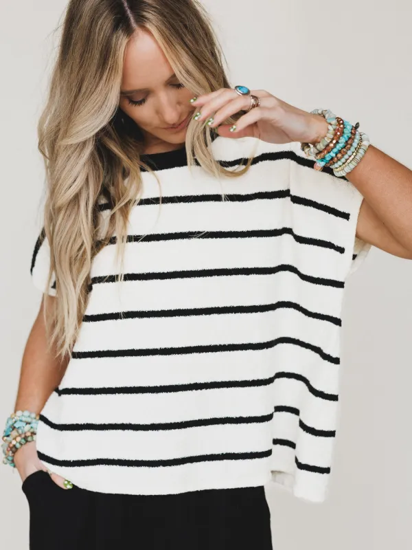 Driftwood Stripe Sweater Top - Black - Pre Order made by Zenana