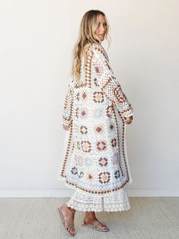 The Nest Soulful Wanderer Crochet Duster - Pastel Multi - Pre Order made by Davi & Dani