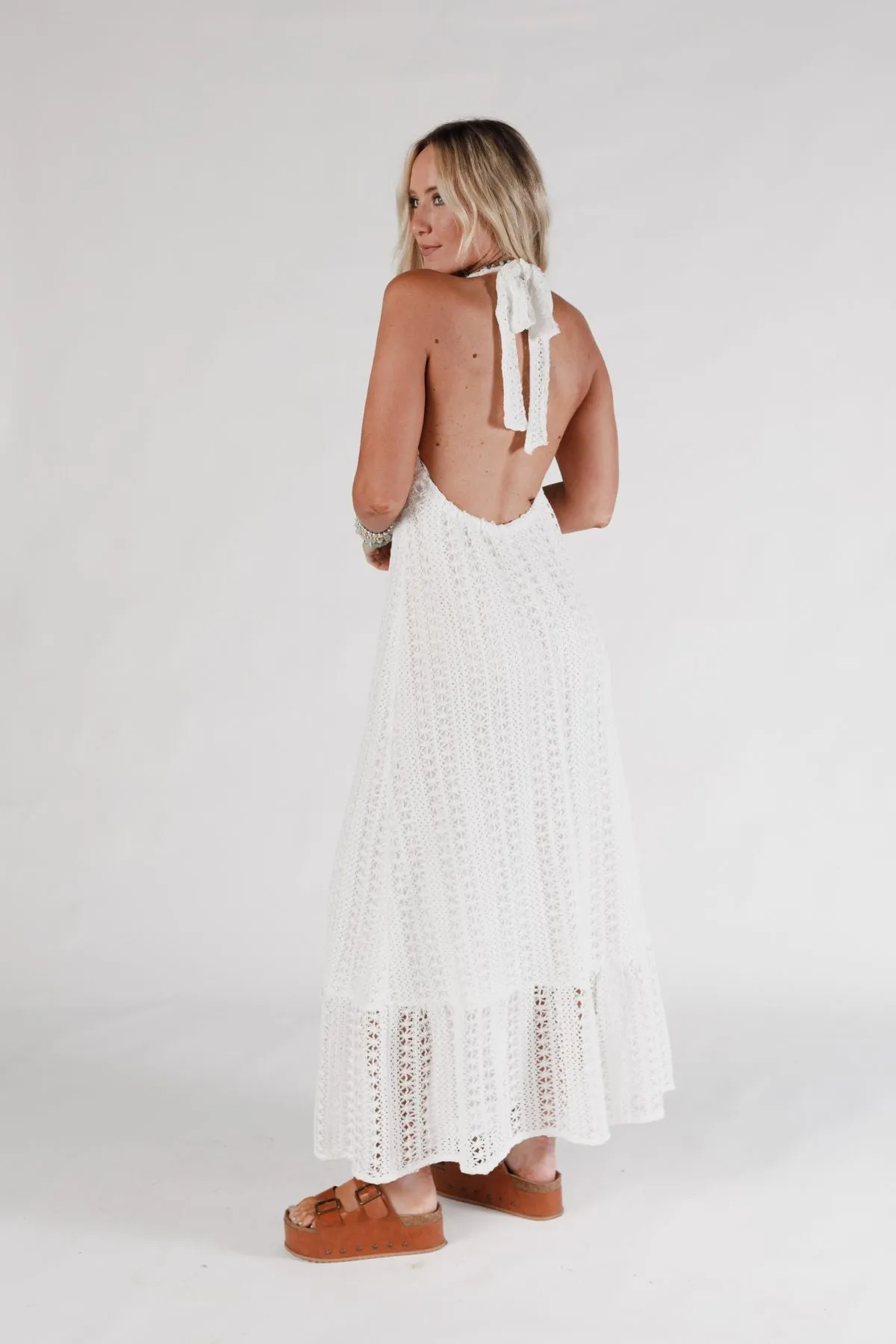 Sunpetal Crochet Maxi Dress - White - Pre Order sold by Three Bird Nest product image thumbnail 2