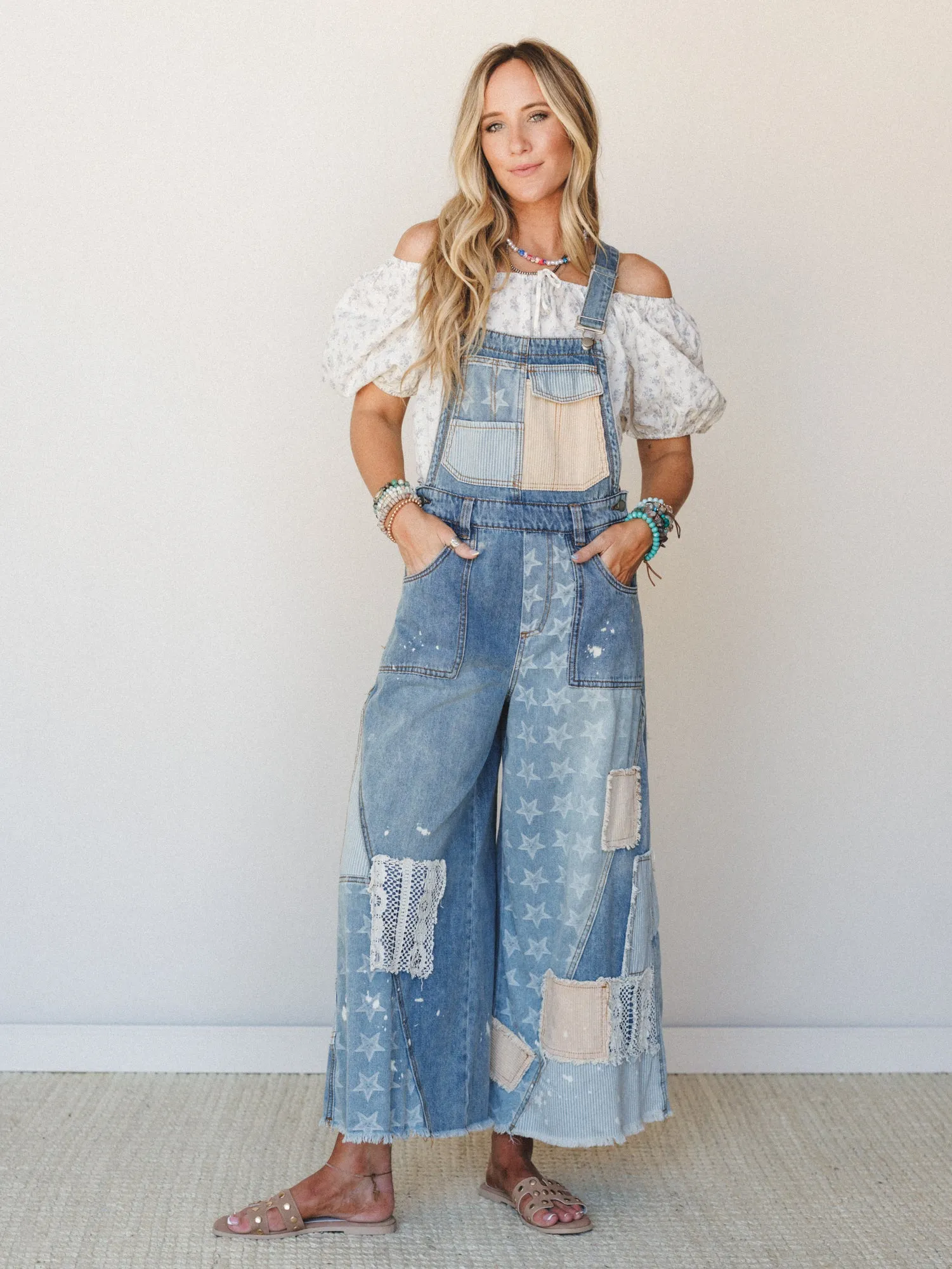 Heirloom Stitch Overalls - Denim sold by Three Bird Nest