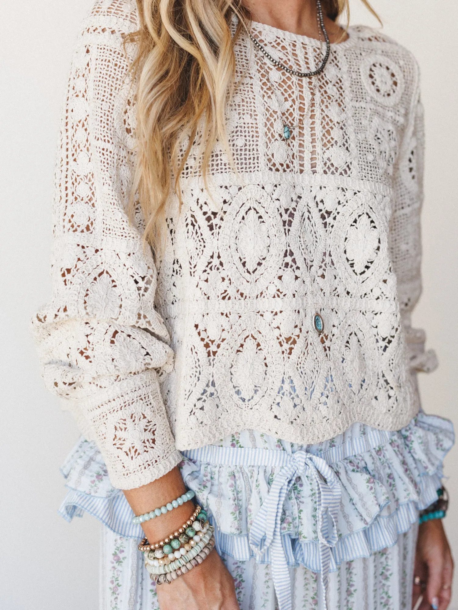 All In Time Crochet Top - Ecru sold by Three Bird Nest product image thumbnail 3