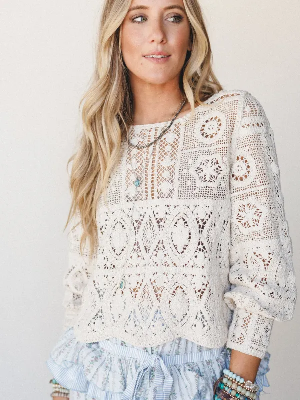 All In Time Crochet Top - Ecru made by Listicle