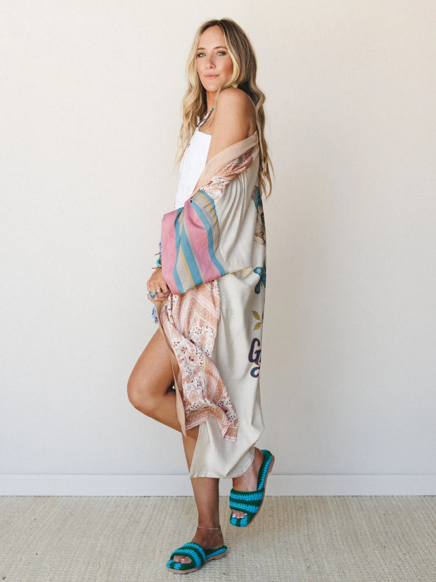 Garden Of Whimsy Kimono - Natural Multi sold by Three Bird Nest product image thumbnail 2