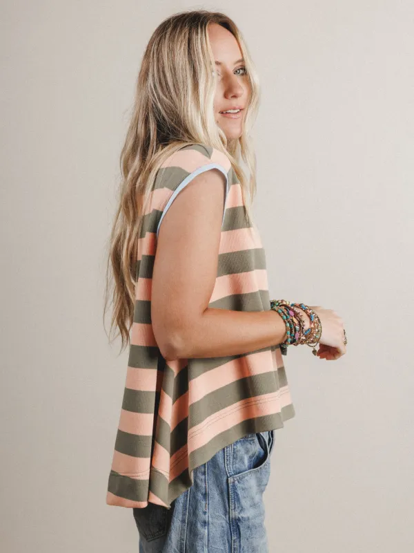 Margo Striped Tank - Apricot Olive - Pre Order made by Davi & Dani