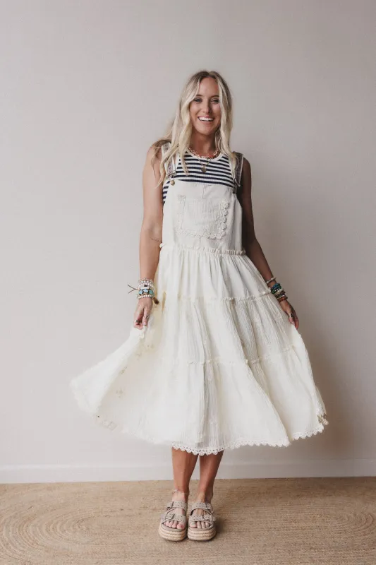 Harvest Haze Overalls Dress - Cream - Pre Order made by Davi & Dani