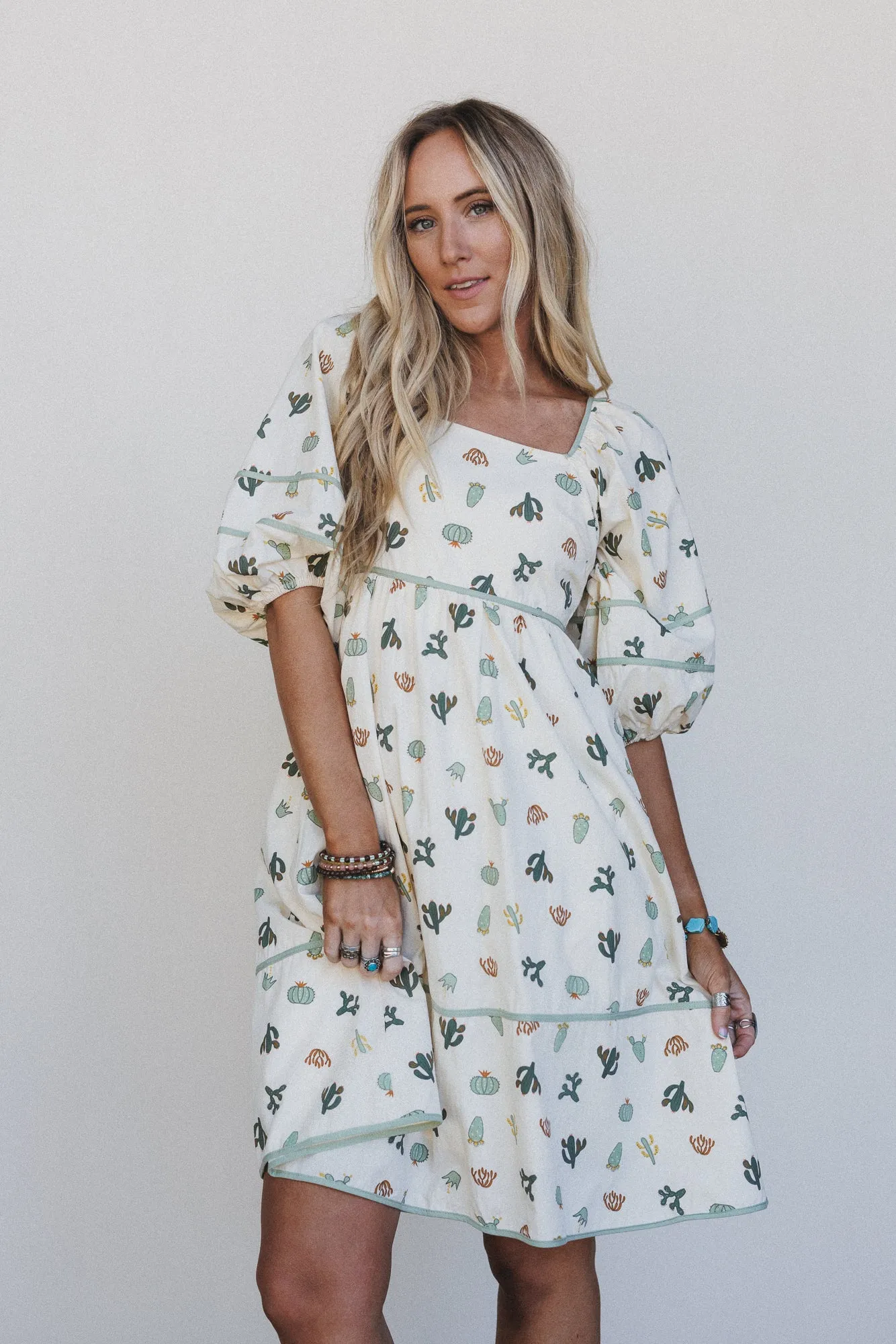 Cactus Skyline Dress - Cream - Pre Order sold by Three Bird Nest product image thumbnail 2