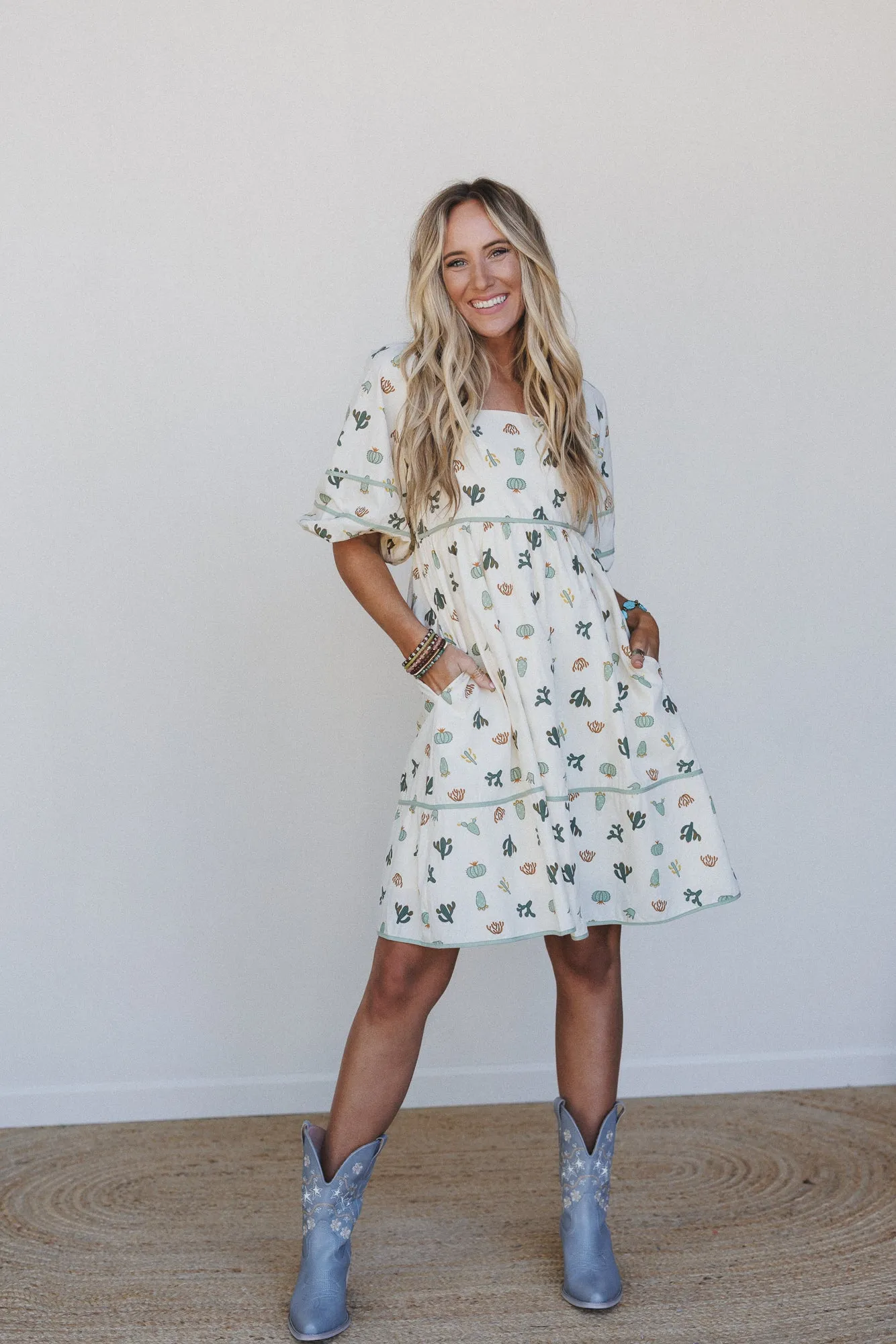 Cactus Skyline Dress - Cream - Pre Order sold by Three Bird Nest