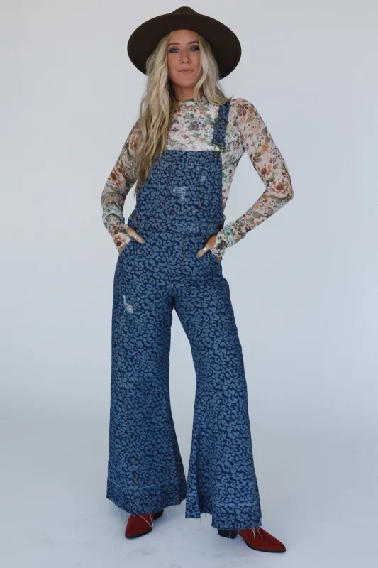 Milly Distressed Hem Wide Leg Overall - Blue Multi made by Three Bird Nest