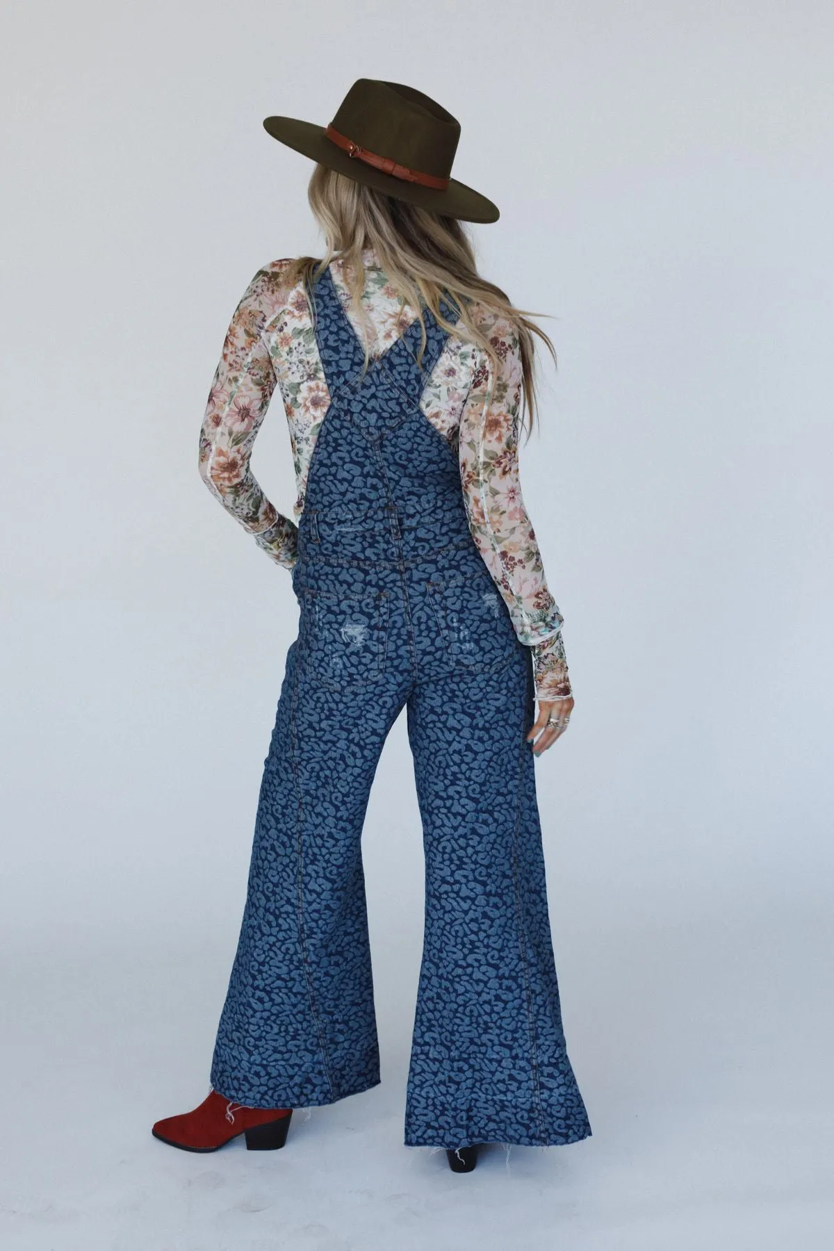 Milly Distressed Hem Wide Leg Overall - Blue Multi sold by Three Bird Nest product image thumbnail 3
