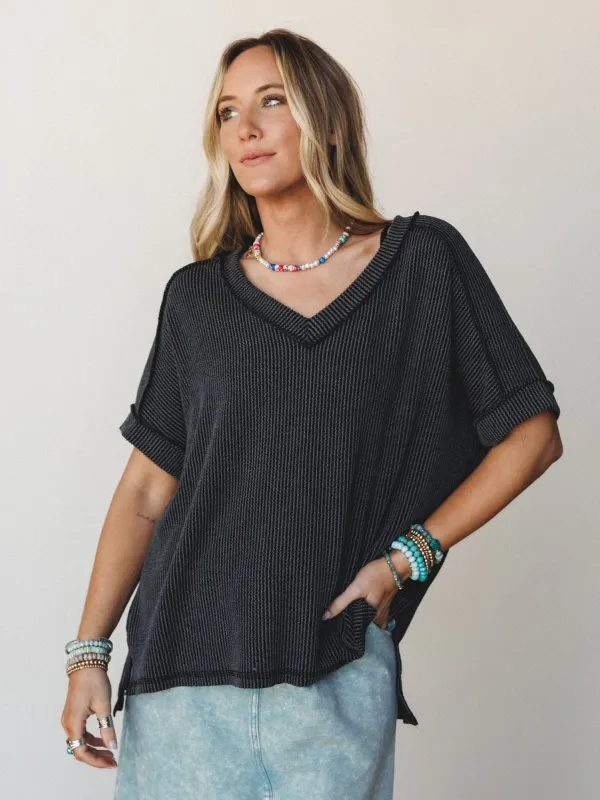 Lounge Town Tee - Charcoal made by Zenana