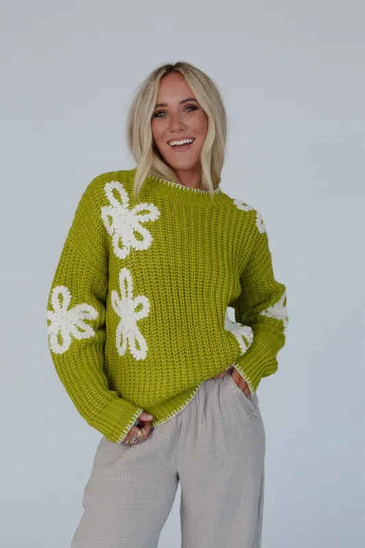Daisy Belle Sweater - Green - Pre Order made by Listicle