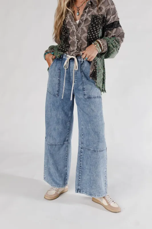 Highway Dreamers Wide Leg Pants - Denim - Pre Order made by Listicle