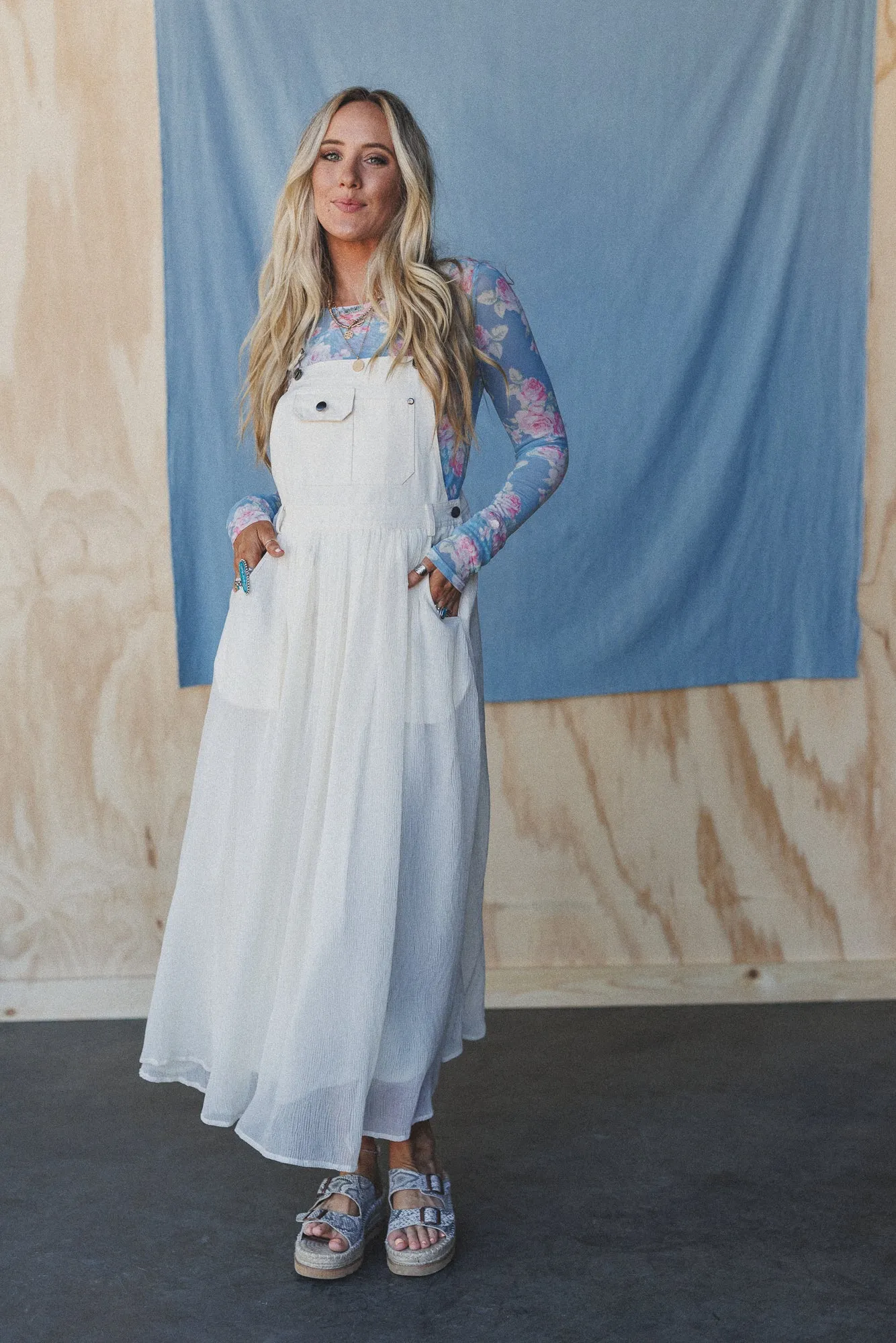 Country Dreams Overalls Dress - Beige - Pre Order sold by Three Bird Nest product image thumbnail 2