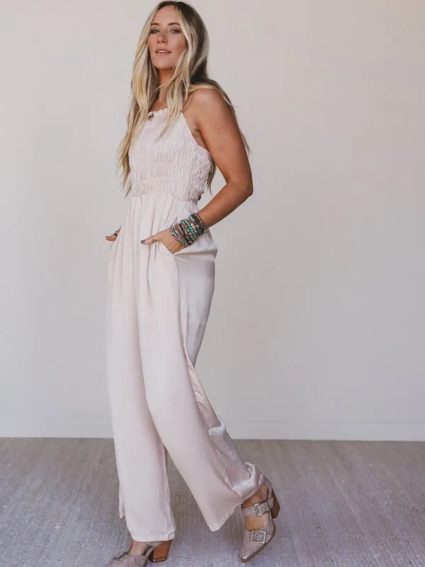 Slick Step Wide Leg Jumpsuit - Champagne - Pre Order made by Davi & Dani