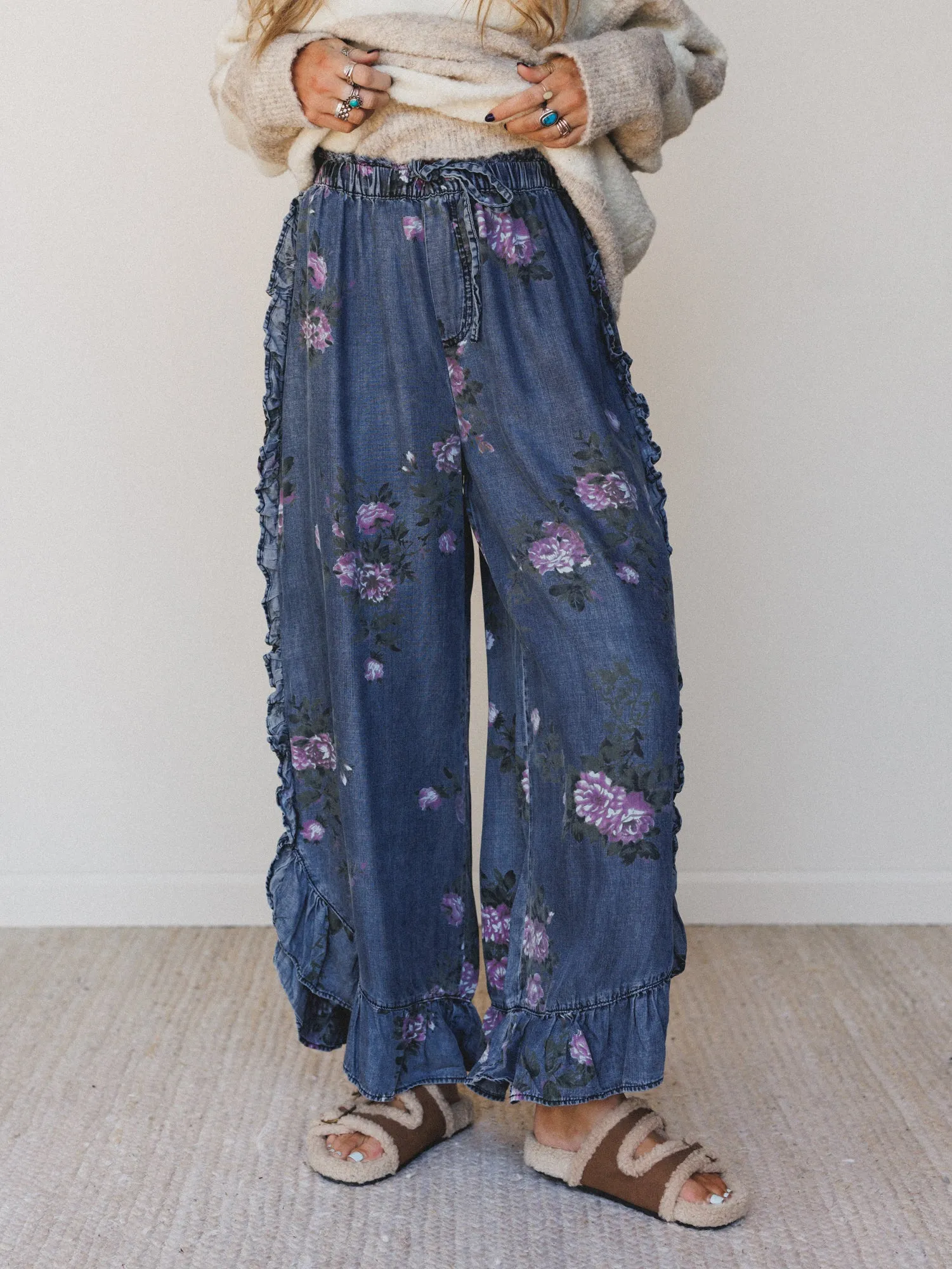 Windflower Wide Leg Pants - Denim - Pre Order sold by Three Bird Nest product image thumbnail 2
