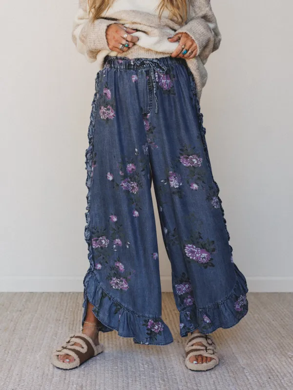 Windflower Wide Leg Pants - Denim - Pre Order made by easel