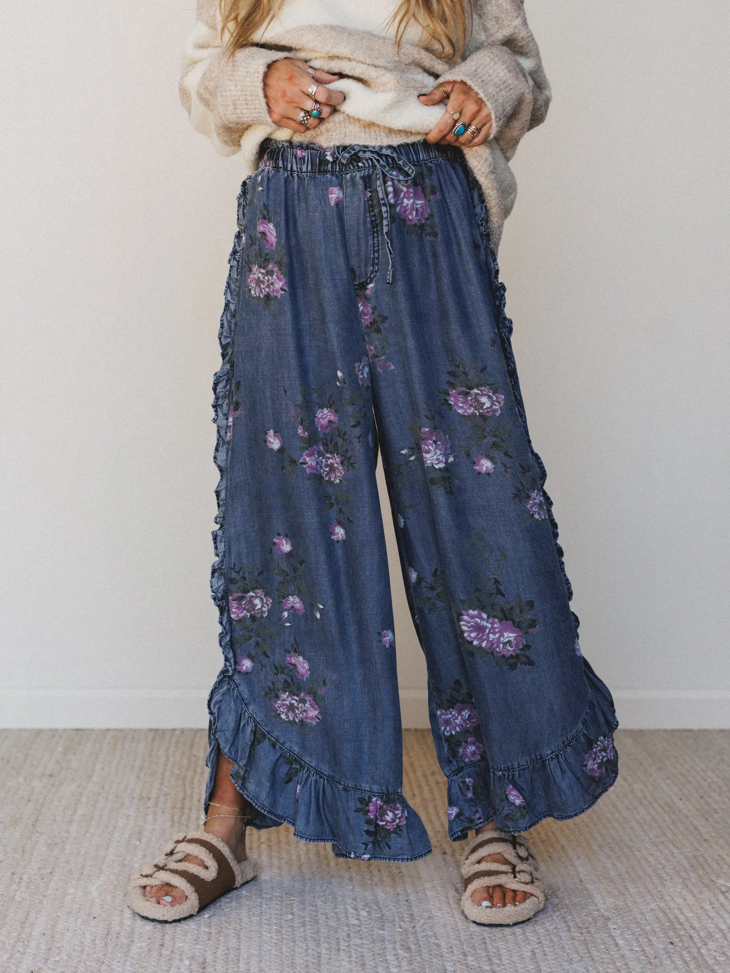 Windflower Wide Leg Pants - Denim - Pre Order sold by Three Bird Nest
