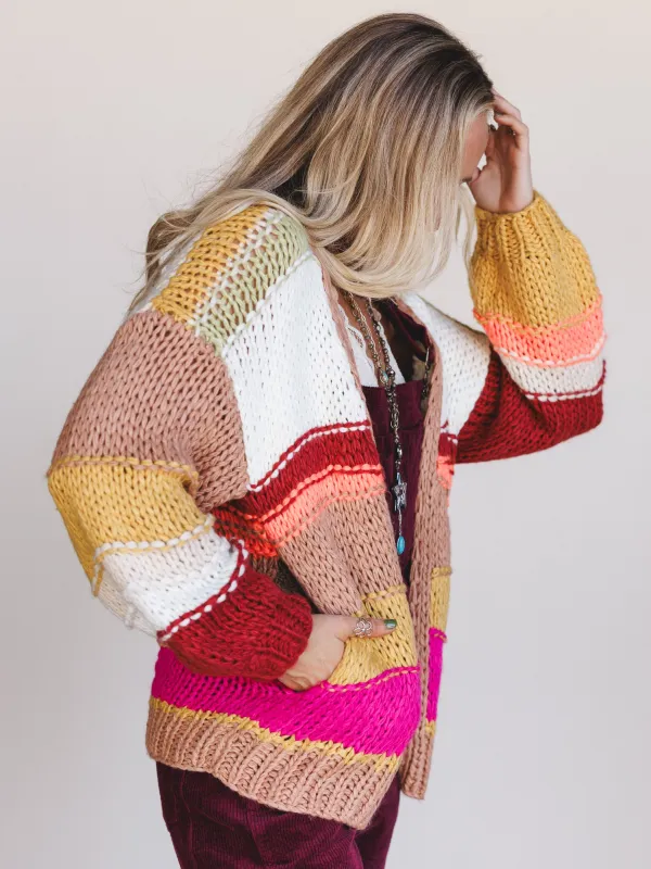 Down By The Bay Striped Cardigan - Brick - Pre Order made by Listicle