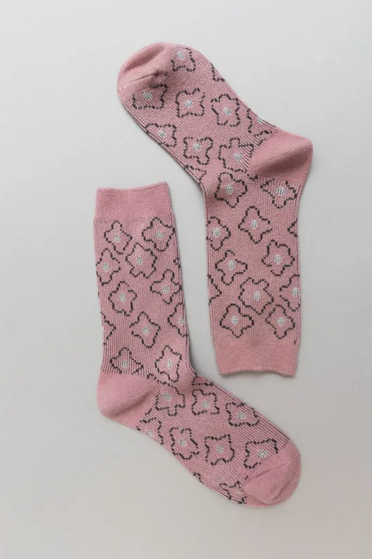 Retro Bloom Socks - Blush - Pre Order made by Three Bird Nest