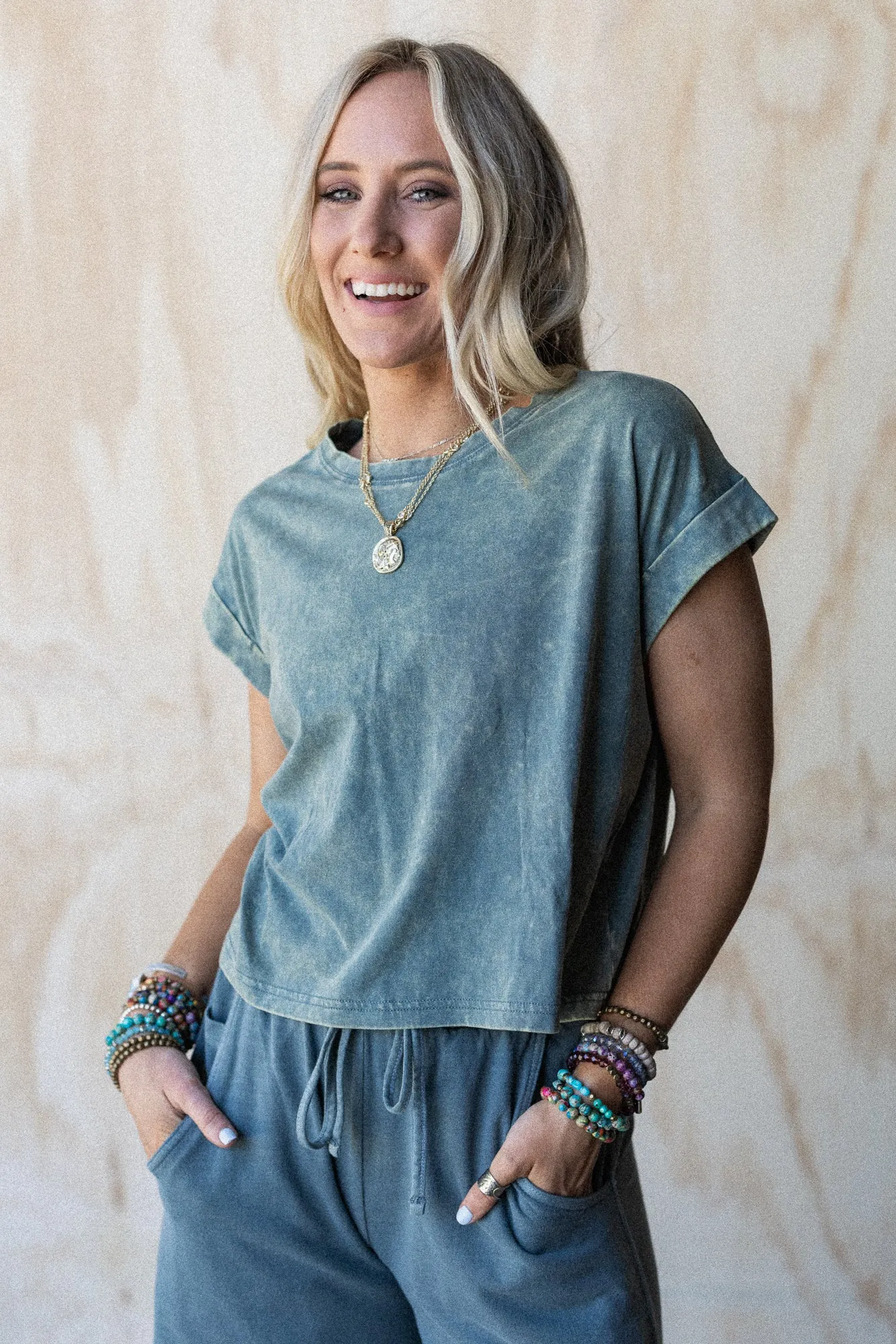 Basic Charm Short Sleeve Top - Jade sold by Three Bird Nest