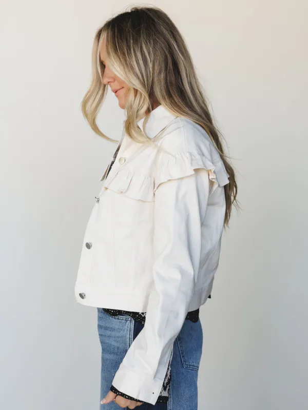 Home On the Range Ruffle Jacket  - Ecru made by Listicle