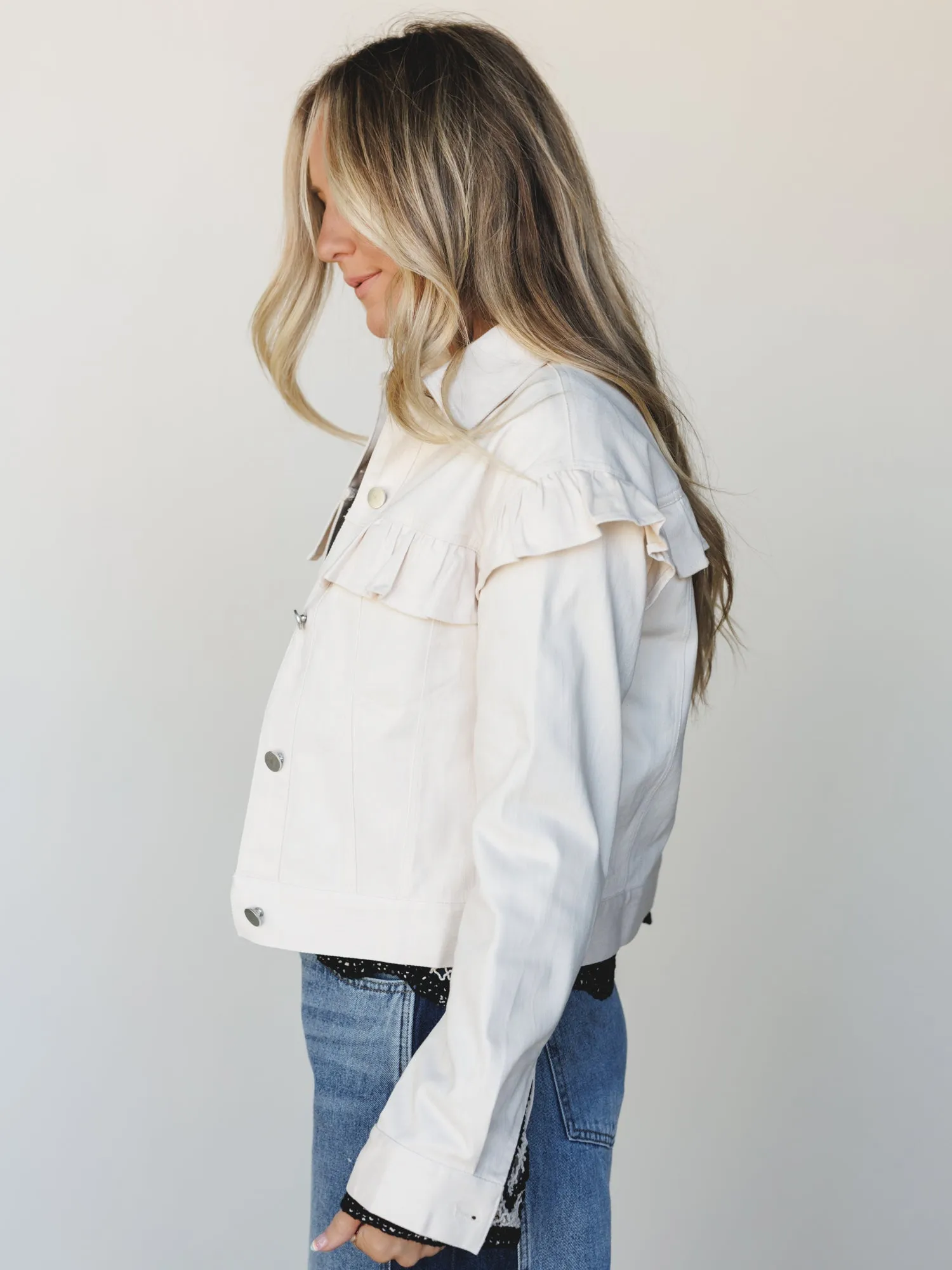 Home On the Range Ruffle Jacket - Ecru sold by Three Bird Nest