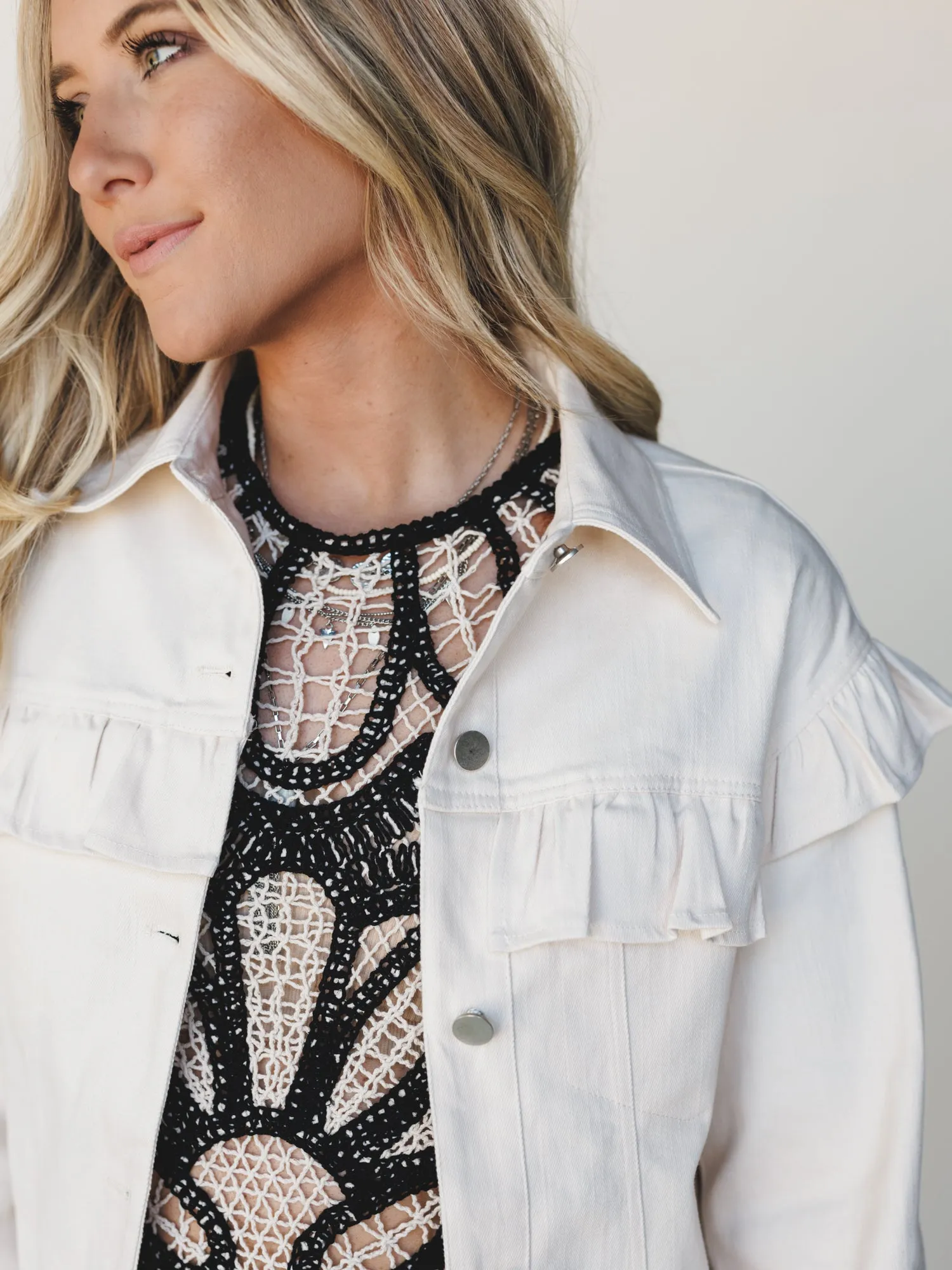 Home On the Range Ruffle Jacket - Ecru sold by Three Bird Nest product image thumbnail 3