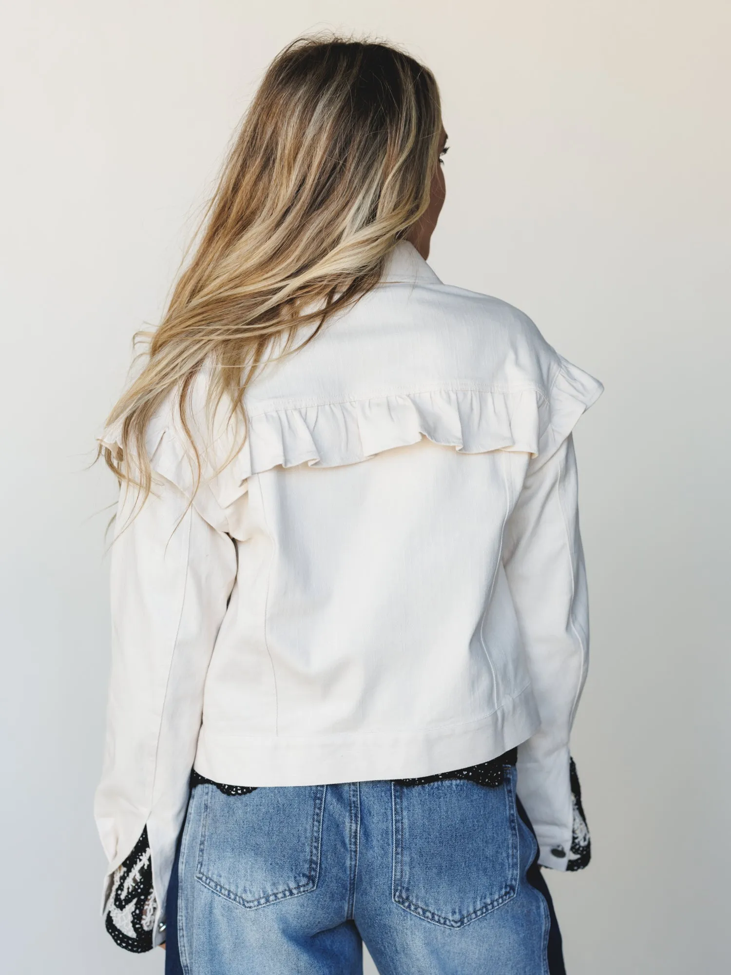 Home On the Range Ruffle Jacket - Ecru sold by Three Bird Nest product image thumbnail 5
