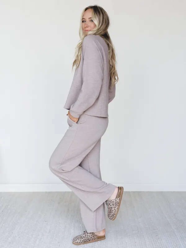 Here To Lounge Matching Set - Ash Mocha made by Zenana