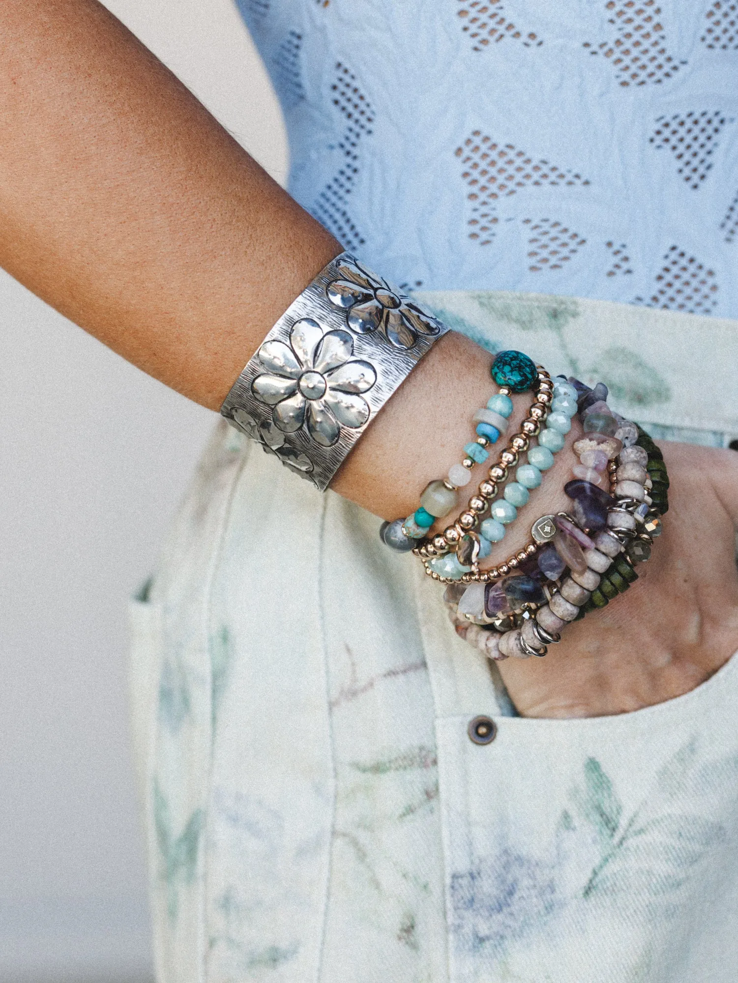 Flower Power Cuff - Silver - Pre Order sold by Three Bird Nest product image thumbnail 2