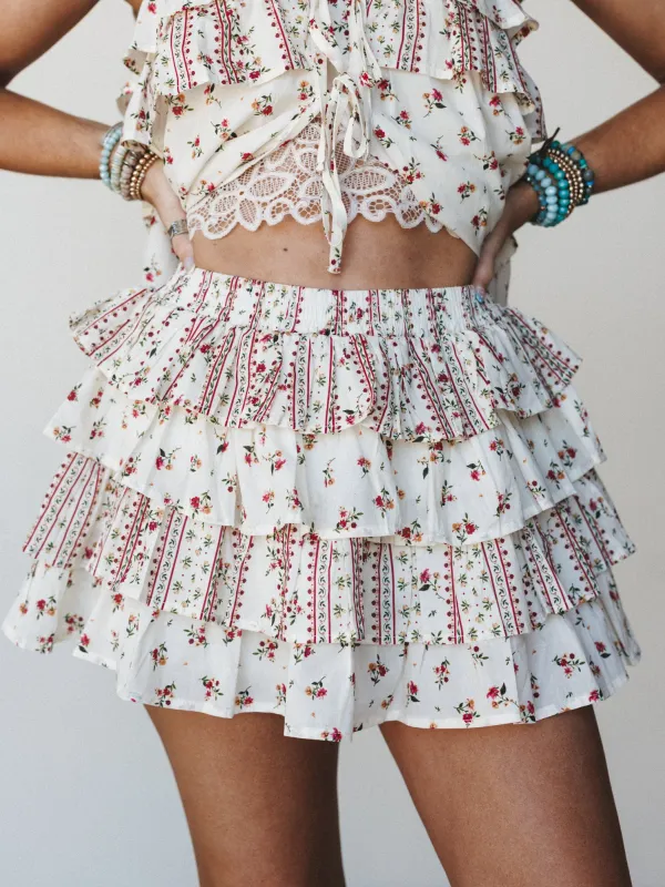 Festival Nights Skort - Ivory Multi made by Listicle