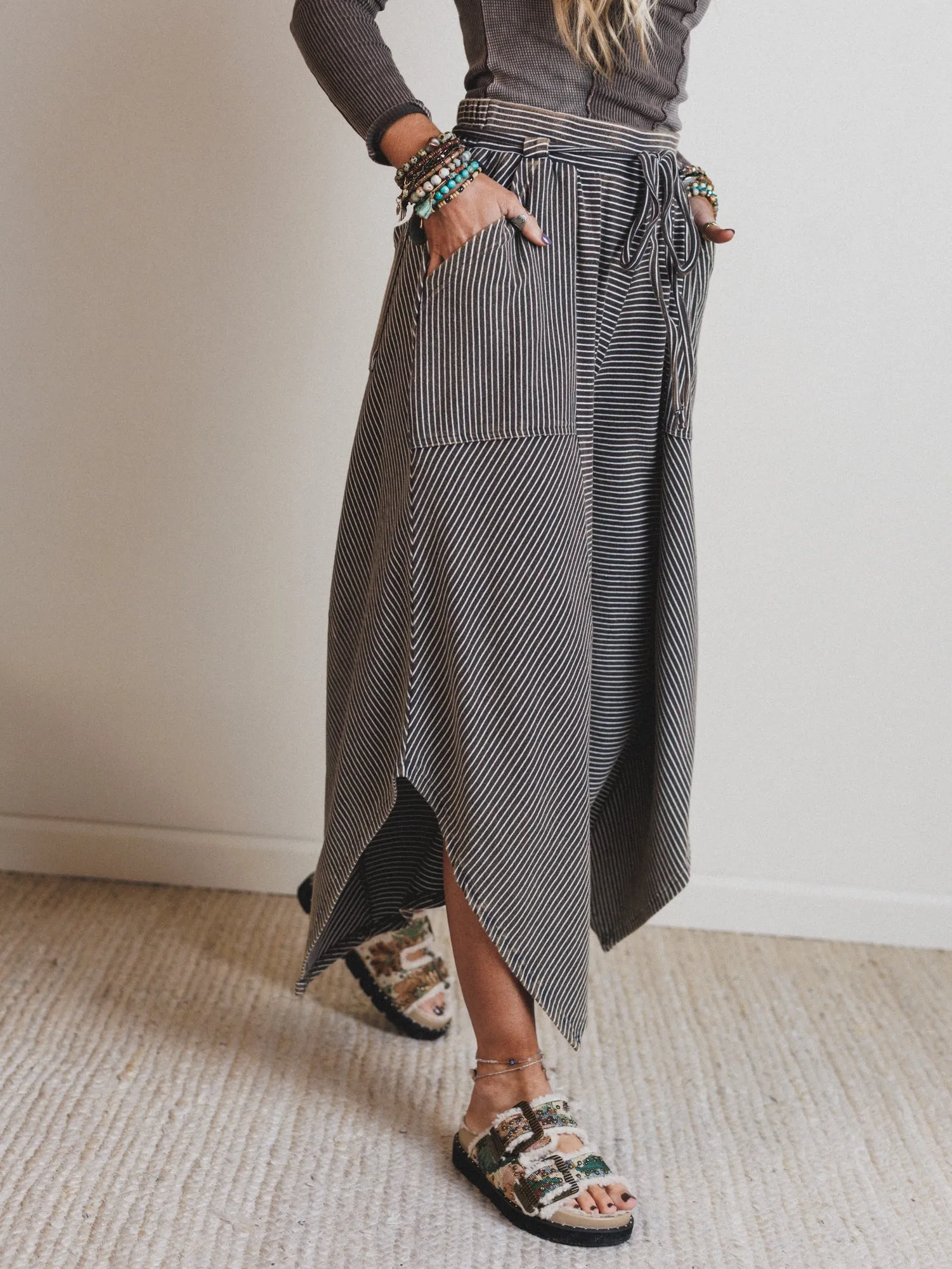 Echo Pinstripe Pants - Brown - Pre Order sold by Three Bird Nest
