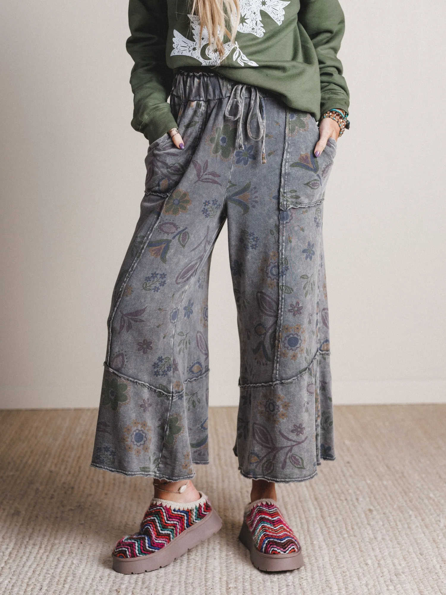 Groove Garden Pants - Charcoal - Pre Order sold by Three Bird Nest