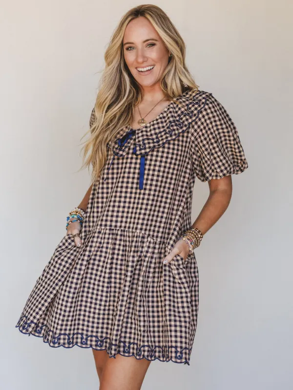 Joyfully Ever After Dress - Peach Navy - Pre Order made by Listicle
