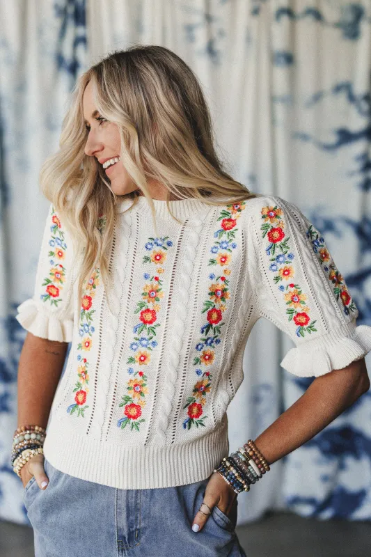 Sugar And Spice Embroidered Top - Cream - Pre Order made by Blue B