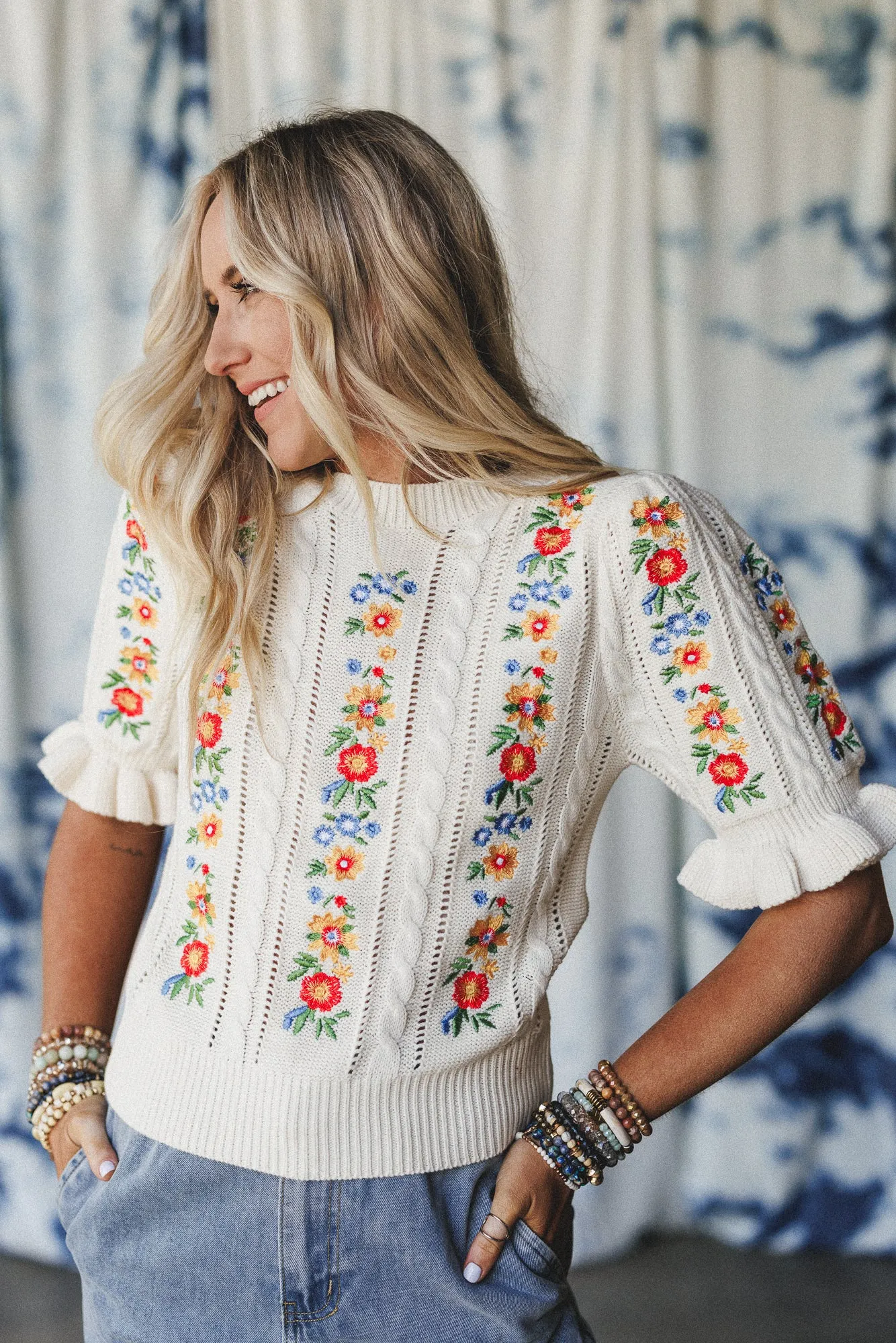 Sugar And Spice Embroidered Top - Cream - Pre Order sold by Three Bird Nest