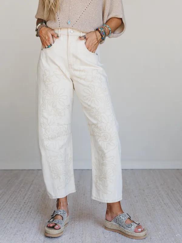 Groove Bloom Pants - Beige - Pre Order made by Three Bird Nest