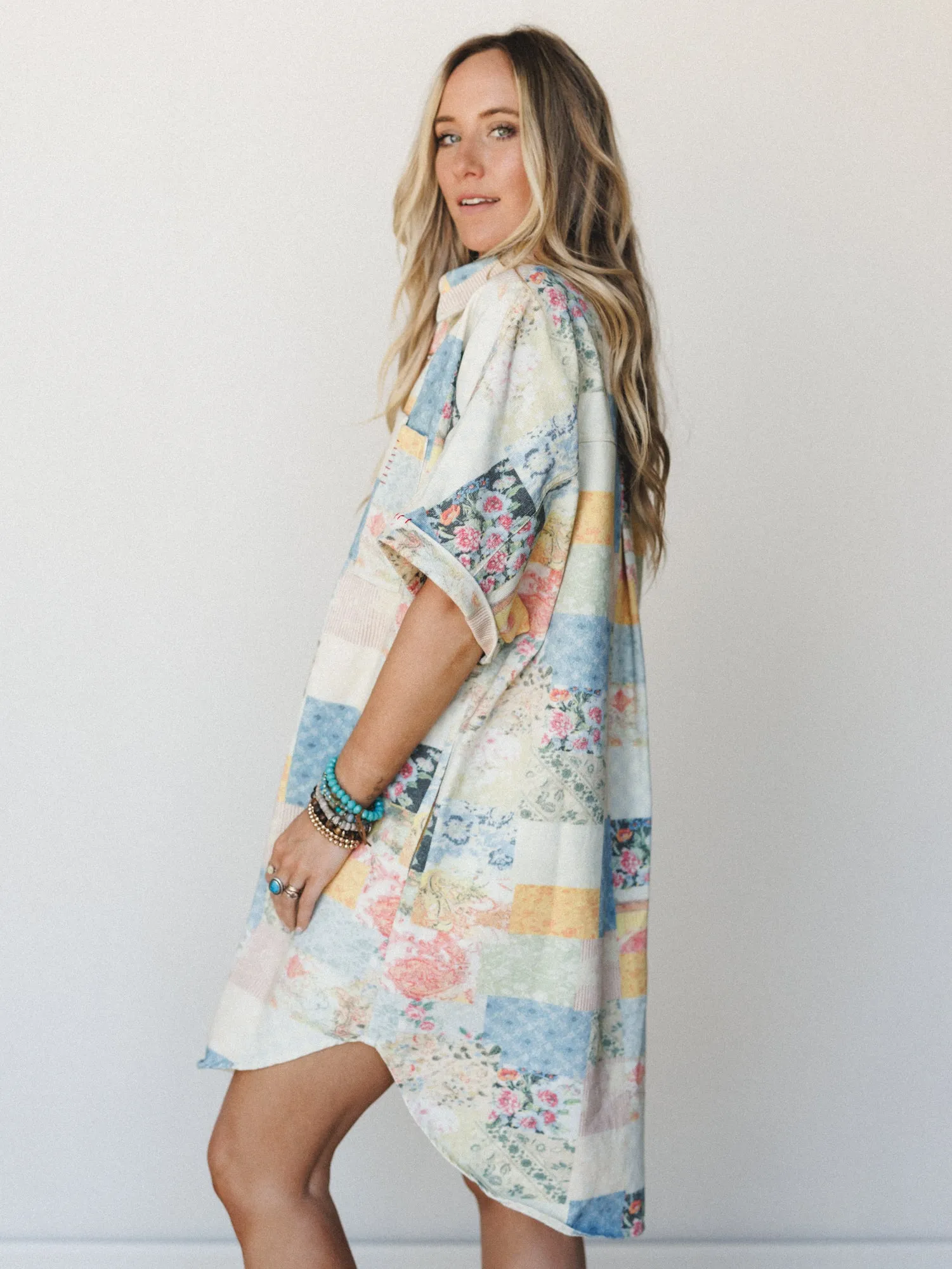 Floral Vines Patchwork Denim Dress - Patchwork Denim sold by Three Bird Nest product image thumbnail 4