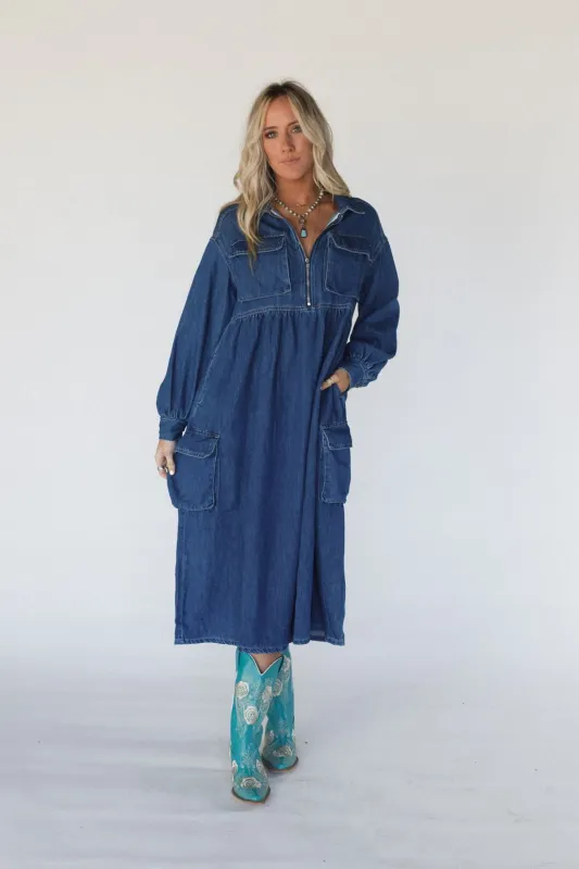 Wild Willow Denim Maxi Dress - Indigo - Pre Order made by Listicle