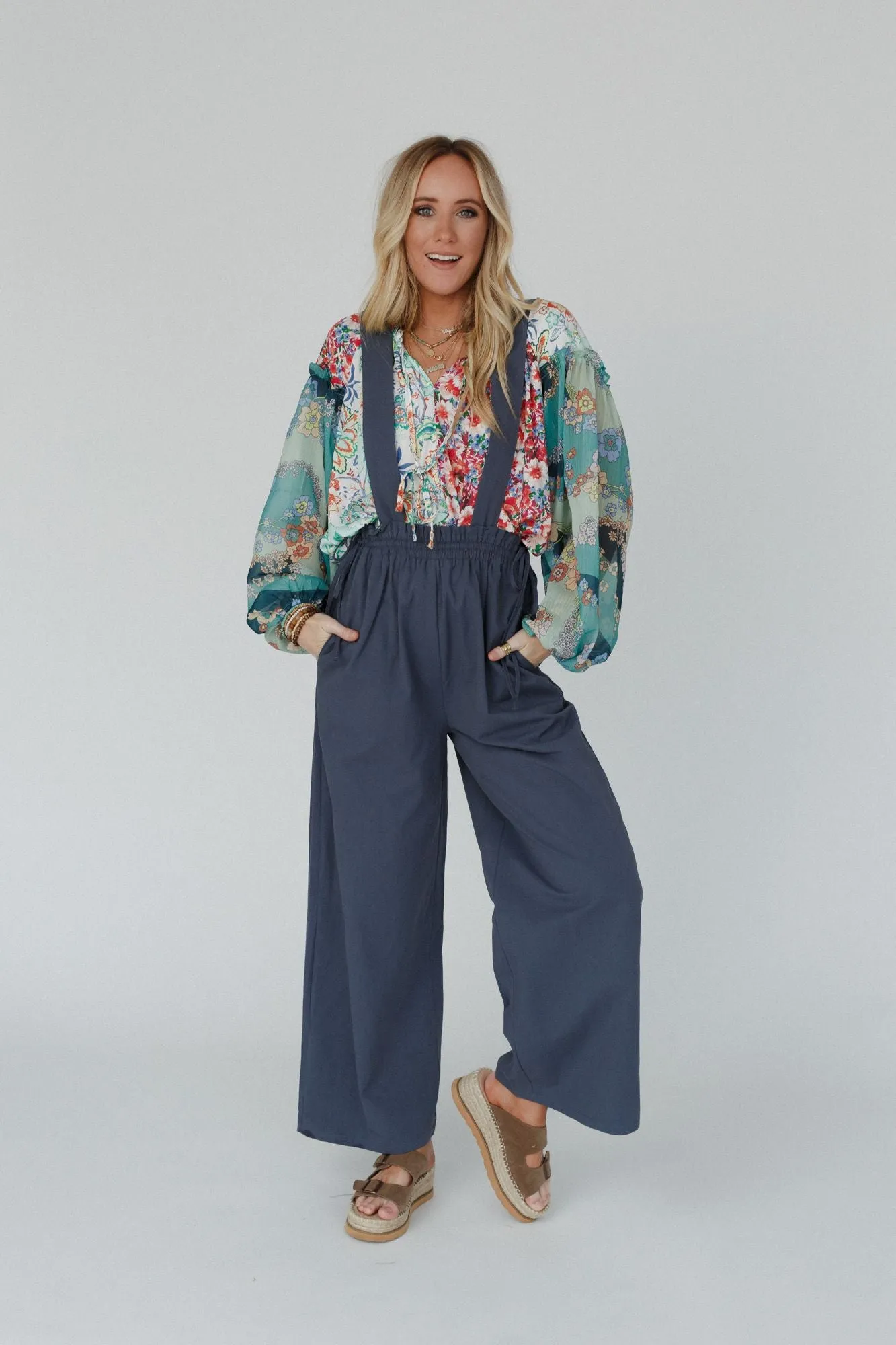 Garland Wide Leg Jumpsuit - Navy - Pre Order sold by Three Bird Nest product image thumbnail 2