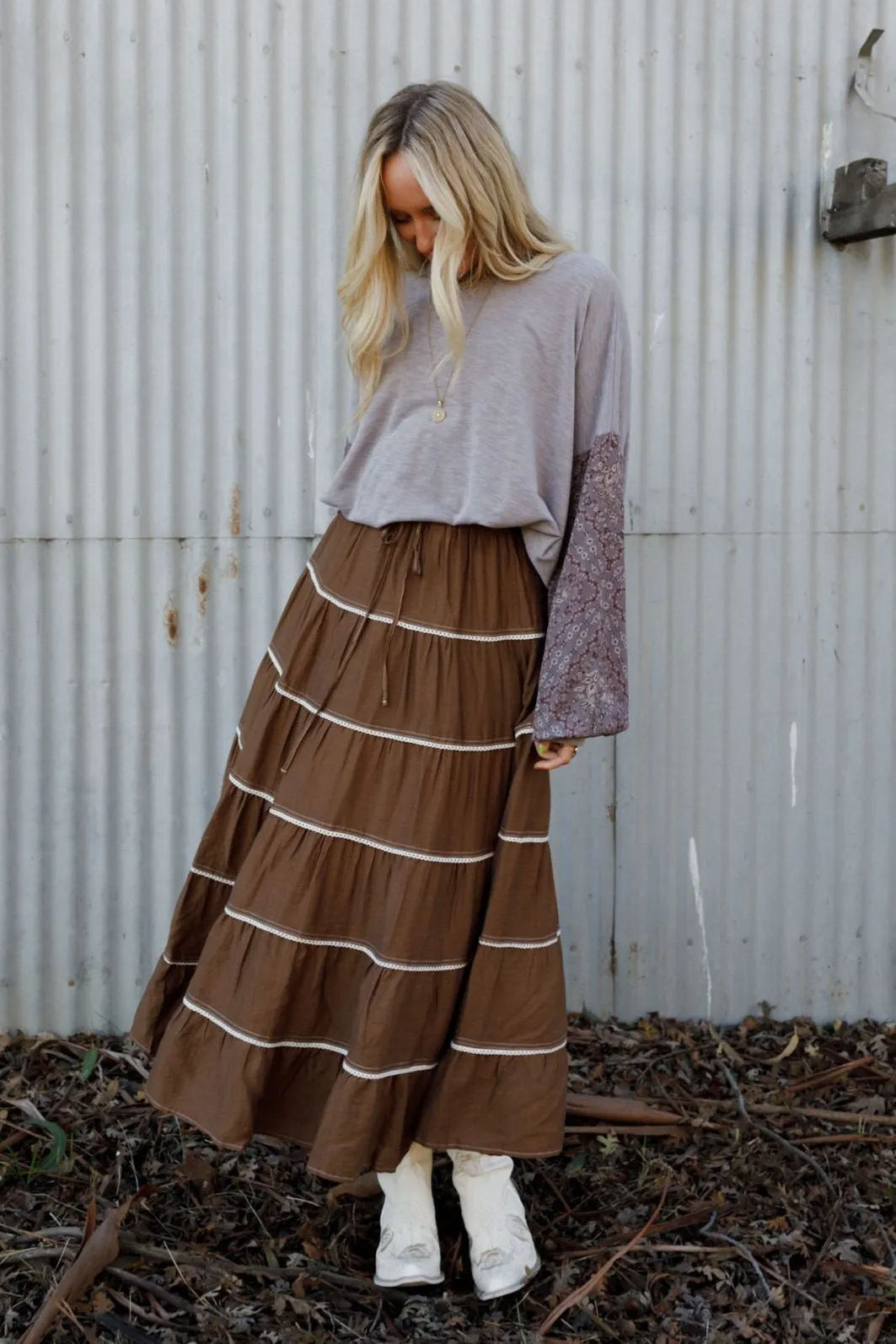 Mossy Grove Maxi Skirt - Mocha - Pre Order sold by Three Bird Nest