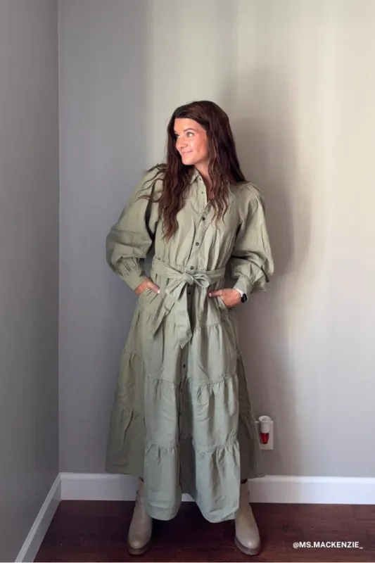 Western Luck Maxi Dress - Olive - Pre Order made by Listicle