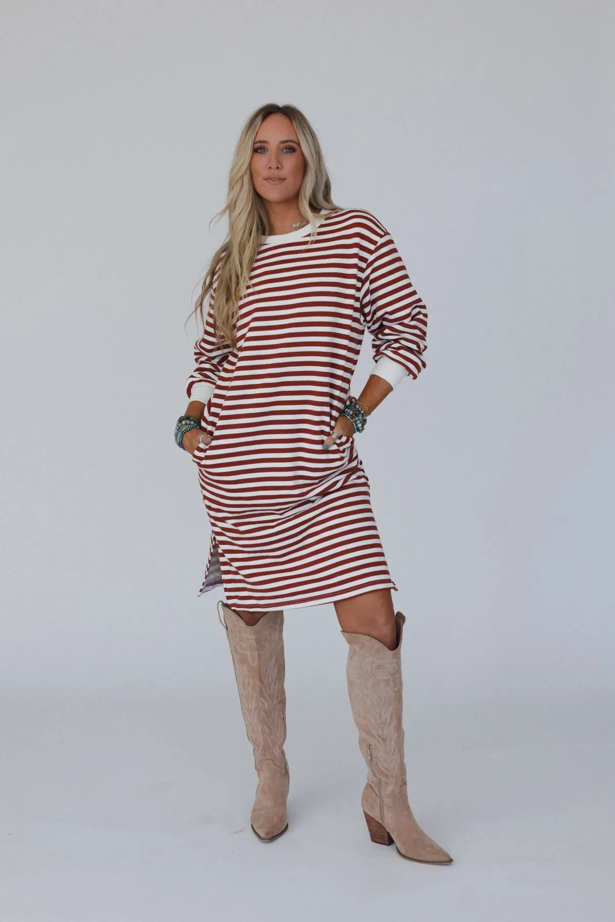 Coastal Stripes Midi Dress - Red Multi - Pre Order sold by Three Bird Nest product image thumbnail 2