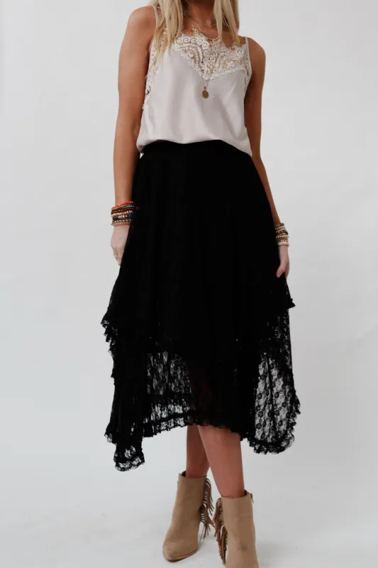 Meadow Daydreams Floral Lace Skirt - Black - Pre Order made by Bluivy