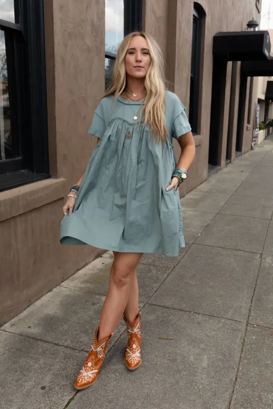 Sweetheart Breeze Tee Dress - Sage - Pre Order made by Listicle