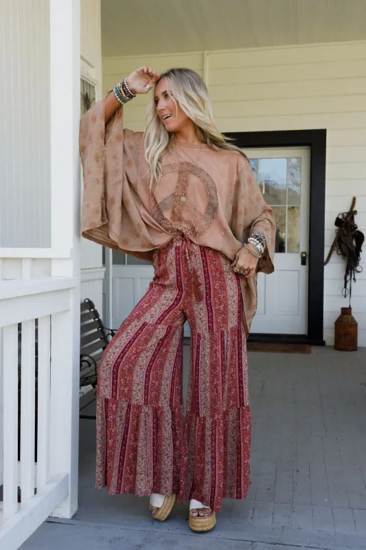 Colter Floral Wide Leg Pant - Berry - Pre Order made by Blue B