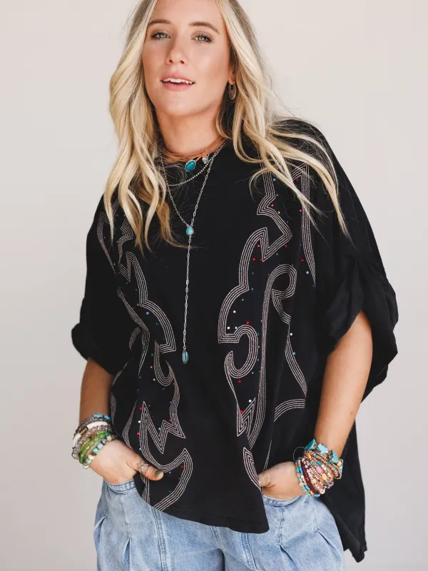 Western Moon Top - Black - Pre Order made by Blue B